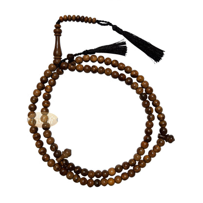 Scented Oud Light Brown Tasbih 9mm Handmade Misbaha Prayer Beads Subha With Plain Black Tassels