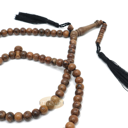 Scented Oud Light Brown Tasbih 9mm Handmade Misbaha Prayer Beads Subha With Plain Black Tassels