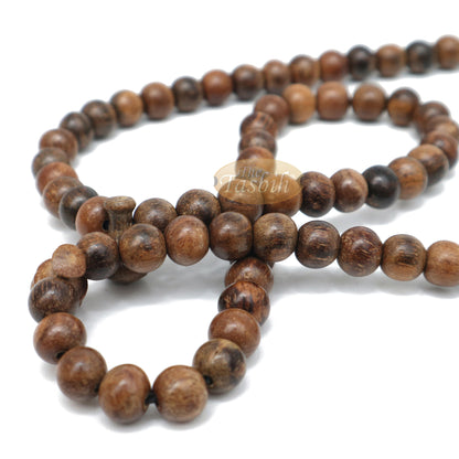 Scented Oud Light Brown Tasbih 9mm Handmade Misbaha Prayer Beads Subha With Plain Black Tassels