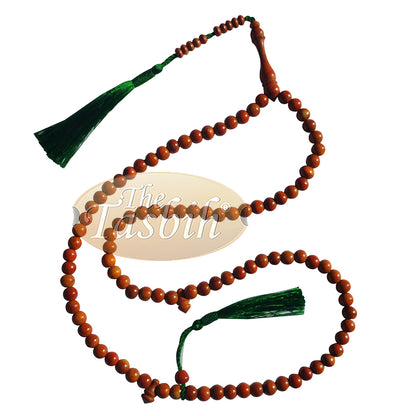 Wood Muslim Tasbih | Natural Orange 8mm Indonesian Secang Wooden Misbaha Prayer Beads 99-Count