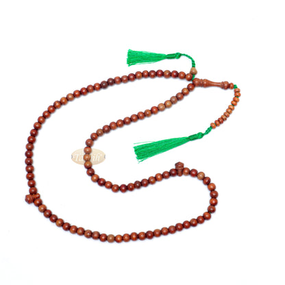Tasbih Muslim Kayu | Tasbih Misbaha Kayu Secang Indonesia 8 mm Oranye Alami 99 Hitungan