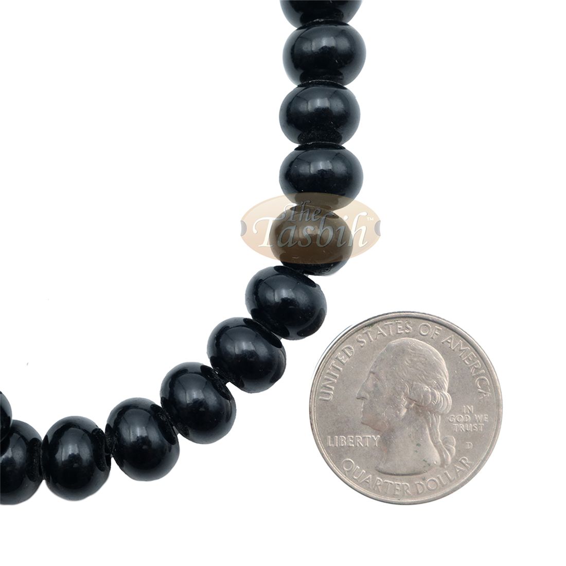 West African 100-bead Marble Black Flat Oval Bead Tasbih (12,18,20,20,18,12 sections)