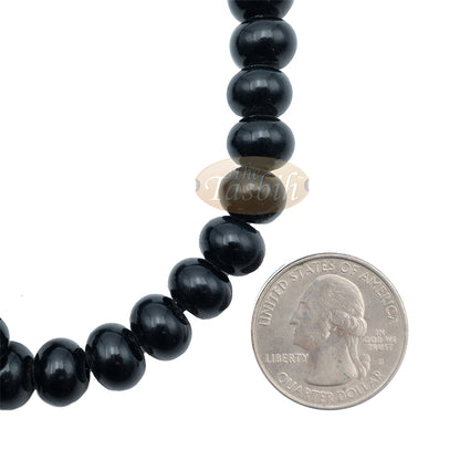 West African Tijani Tasbih 100-Bead Marble Black Flat Oval Acrylic Beads (12,18,20,20,18,12 Division)