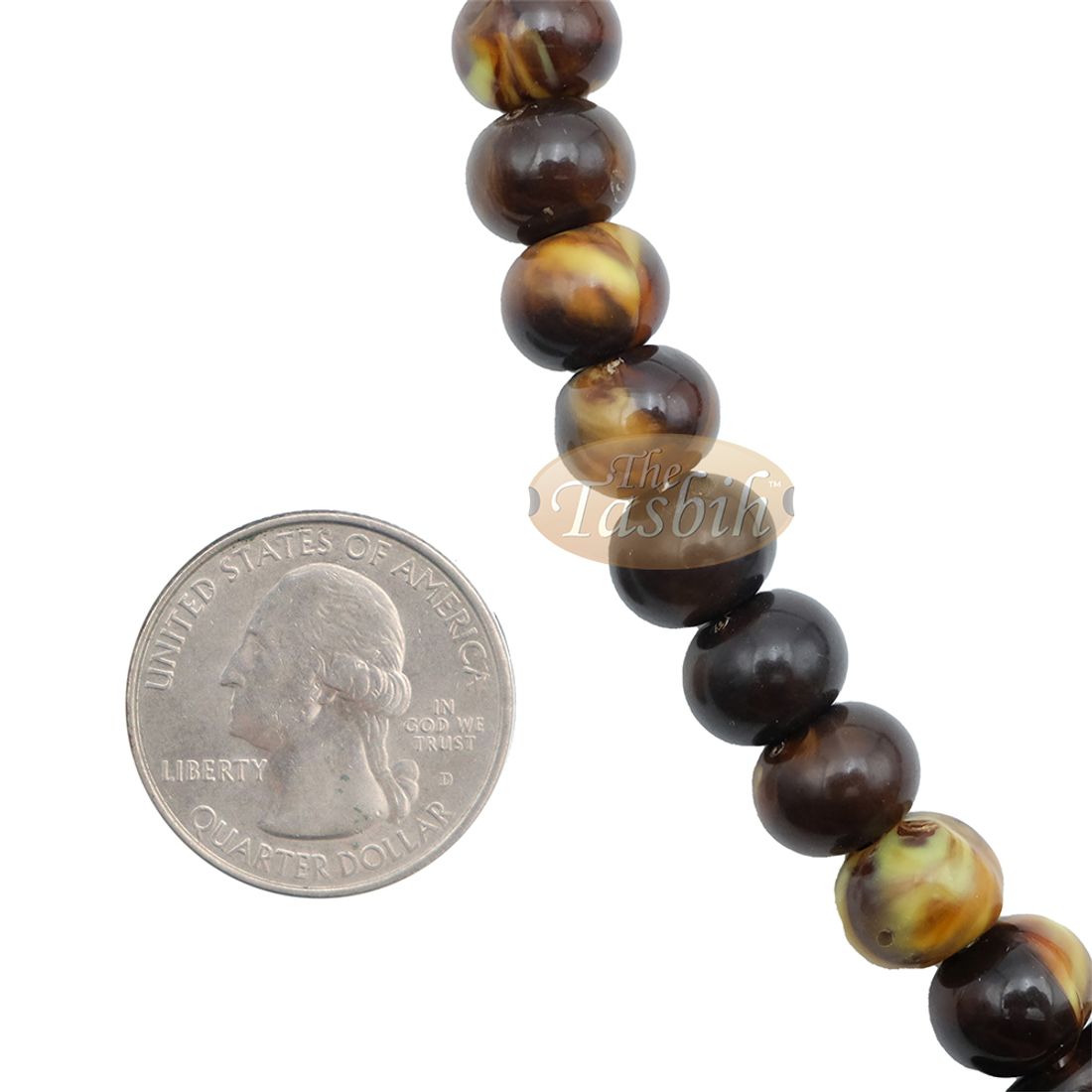 West African 100-bead Marble Dark Brown Flat Oval Bead Tasbih (33,34,33 sections)