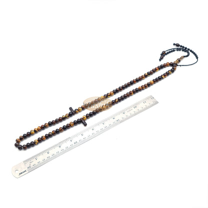 Tasbih Manik Oval Datar Coklat Tua Marmer 100 Manik Afrika Barat (33,34,33 bagian)