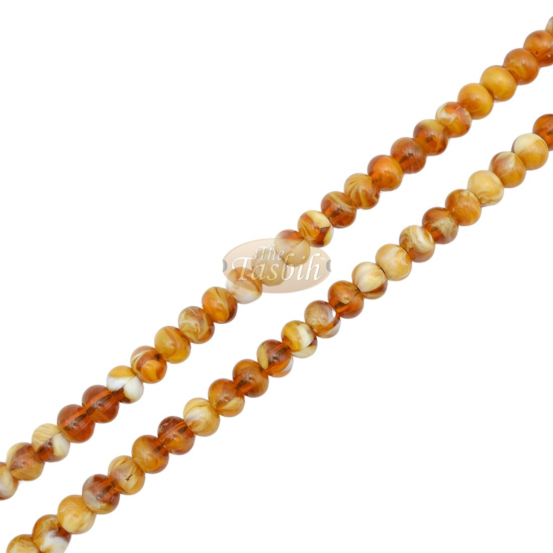 West African 100-bead Marble Light Brown Flat Oval Bead Tasbih (33,34,33 sections)