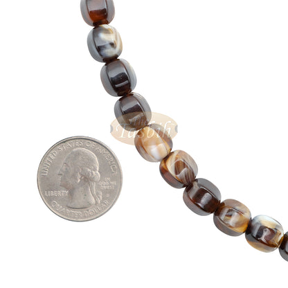 West African Tasbih | 100-Bead Marble Dark Brown Acrylic Hexagon Beads (11,22,34,33 Division)