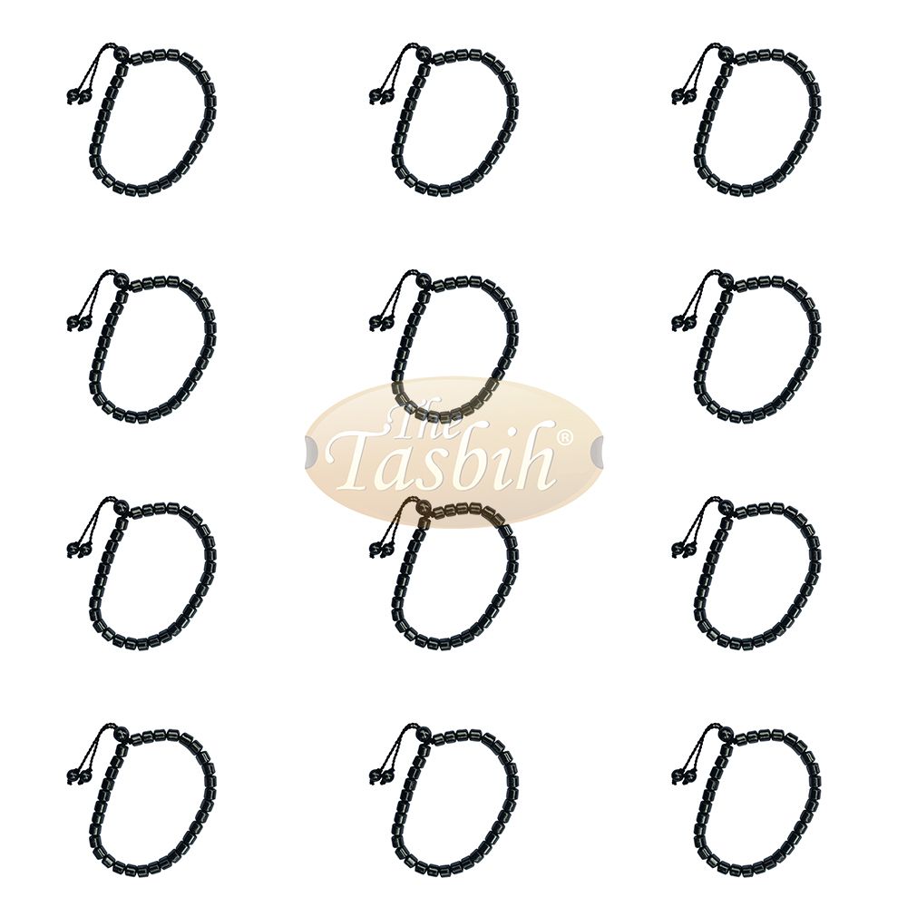 Lot of 12 33-Bead Hematite Stone 6 mm Cylinder Bracelet No Divider