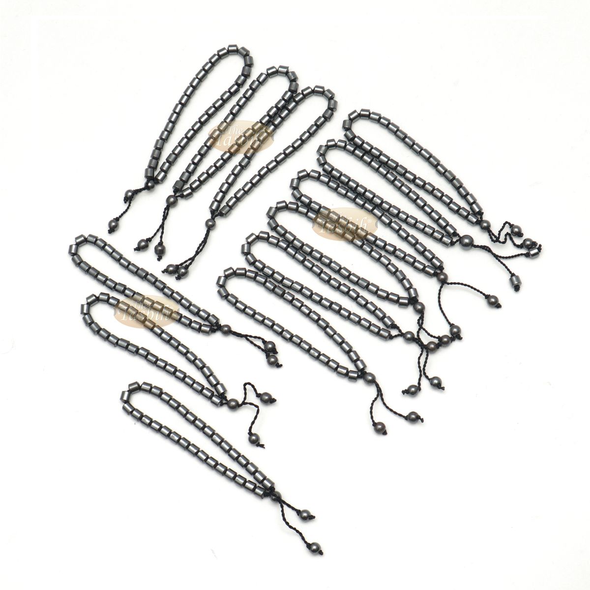 Lot of 12 33-Bead Hematite Stone 6 mm Cylinder Bracelet No Divider