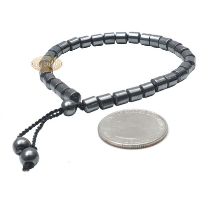 33-Bead Prayer Bracelet Hematite Stone 6mm Cylinder Beads No Divider