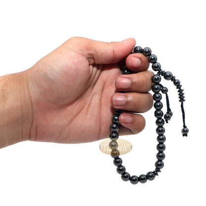 Round 33-Bead Tasbih Hematine Beads 8mm Double Dividers Prayer Beads Zikr Beads Rosary