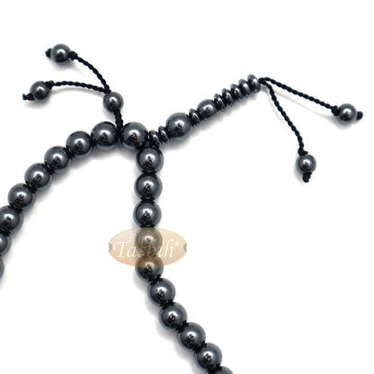 Round 33-Bead Tasbih Hematine Beads 8mm Double Dividers Prayer Beads Zikr Beads Rosary