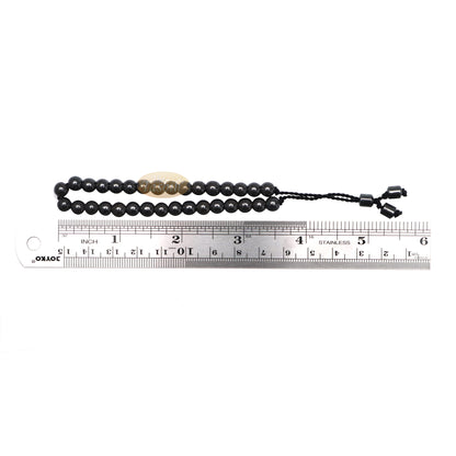 Small Tasbih Bracelet 33-Bead Hematite 6mm Round Beads With Cylinder Lock And Stops Adjustable