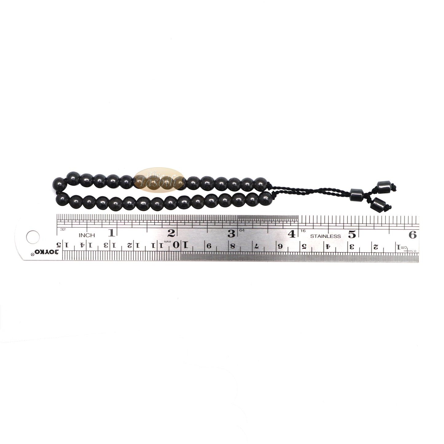 Gelang Tasbih Kecil 33-Manik Hematit Manik Bulat 6mm dengan Kunci Silinder dan Berhenti Boleh Dilaras