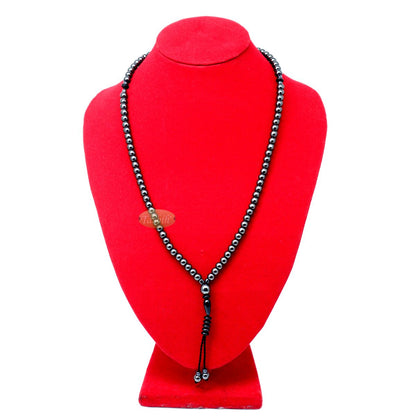 99-Bead Prayer Tasbih – Small 6 mm Hematite Beads with Saucer Dividers and 3 mm Accent – Islamic Stone Rosary Sibha Dhikr Tasbeeh with Gift Box
