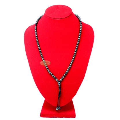 99-Bead Prayer Tasbih - Small 6 mm Hematite Beads with Saucer Dividers and 3 mm Accent - Islamic Stone Rosary Sibha Dhikr Tasbeeh with Gift Box