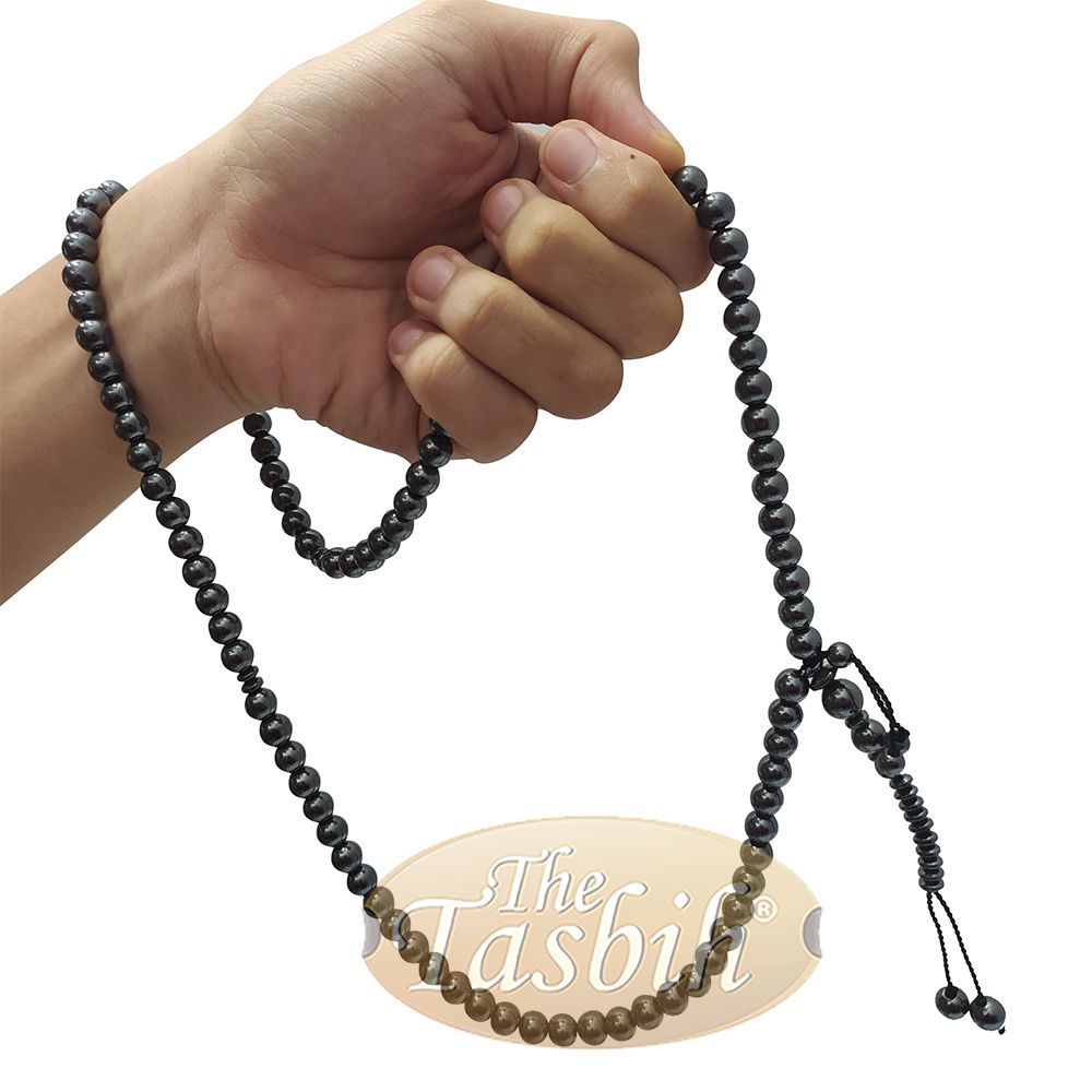 Large 99-Bead Tasbih Hematine Stone 8.5 mm Beads with Place Marker