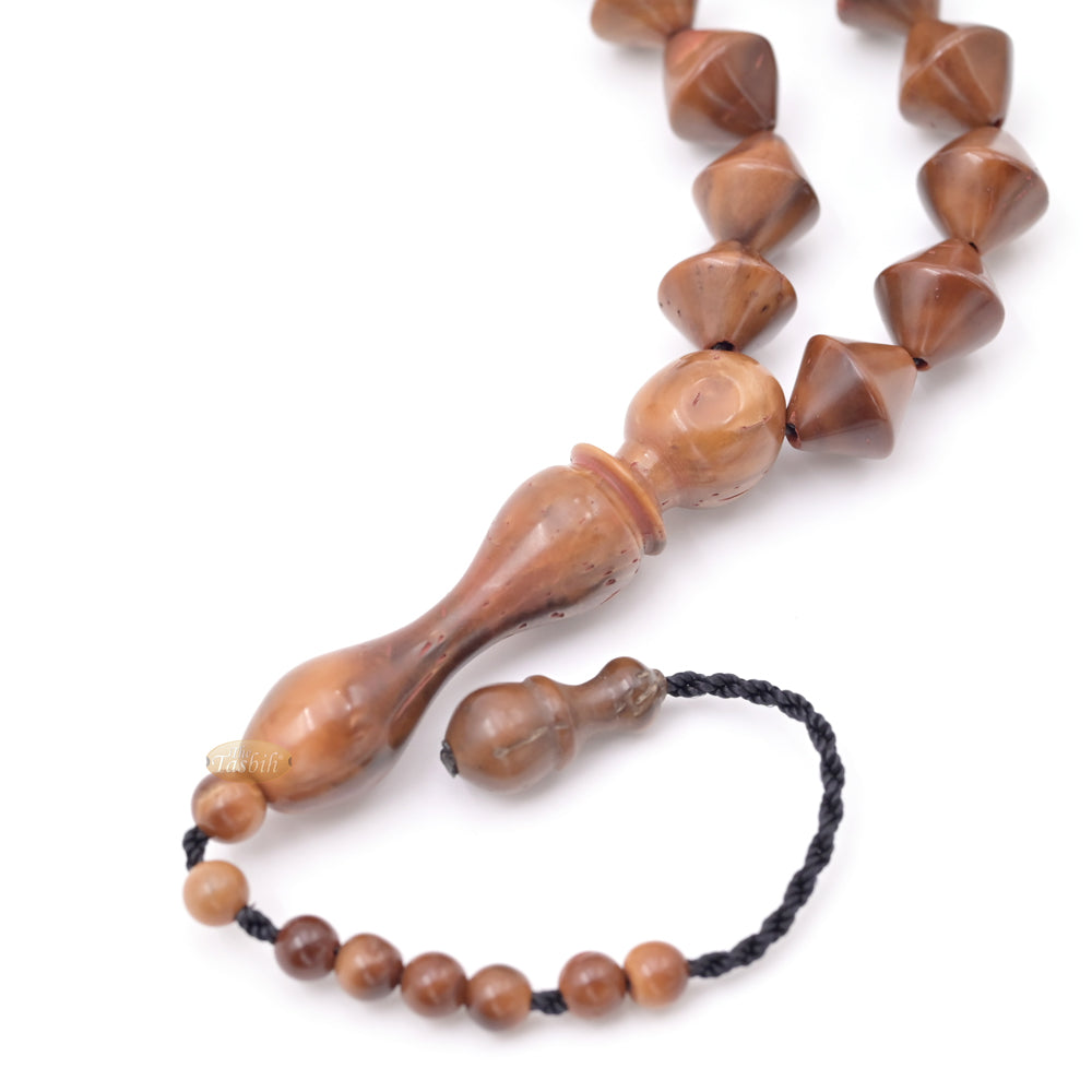 Brown Kuka 33ct Tasbih Prayer Beads - Handcrafted Conical Genuine Brown Color Shiny Seed Rosary Beads Choose Sizes 8 to 10mm