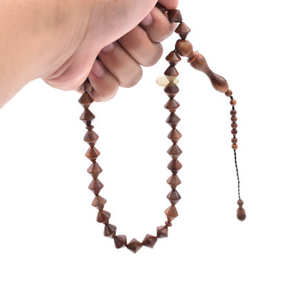 Brown Kuka 33ct Tasbih Prayer Beads - Handcrafted Conical Genuine Brown Color Shiny Seed Rosary Beads Choose Sizes 8 to 10mm