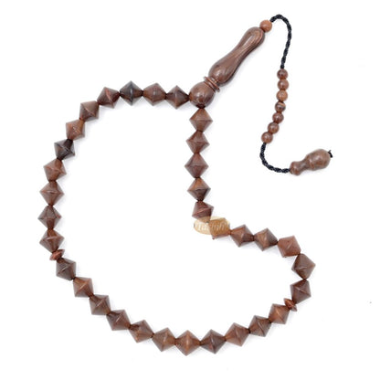 Brown Kuka 33ct Tasbih Prayer Beads – Adjustable Handcrafted Conical Genuine brown Color Shiny Seed Rosary Beads in Gift Box