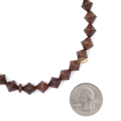 Brown Kuka 33ct Tasbih Prayer Beads – Adjustable Handcrafted Conical Genuine brown Color Shiny Seed Rosary Beads in Gift Box