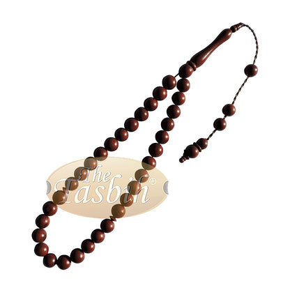 Small Dark Brown 8mm Round Bead 33-Bead Turkish Kuka Prayer Beads