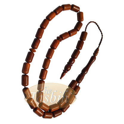 Long Barrel Shape Dark Brown 33-Bead Kuka 6X10mm Turkish Style Koka Tesbih Zikir Tasbih Prayer Beads