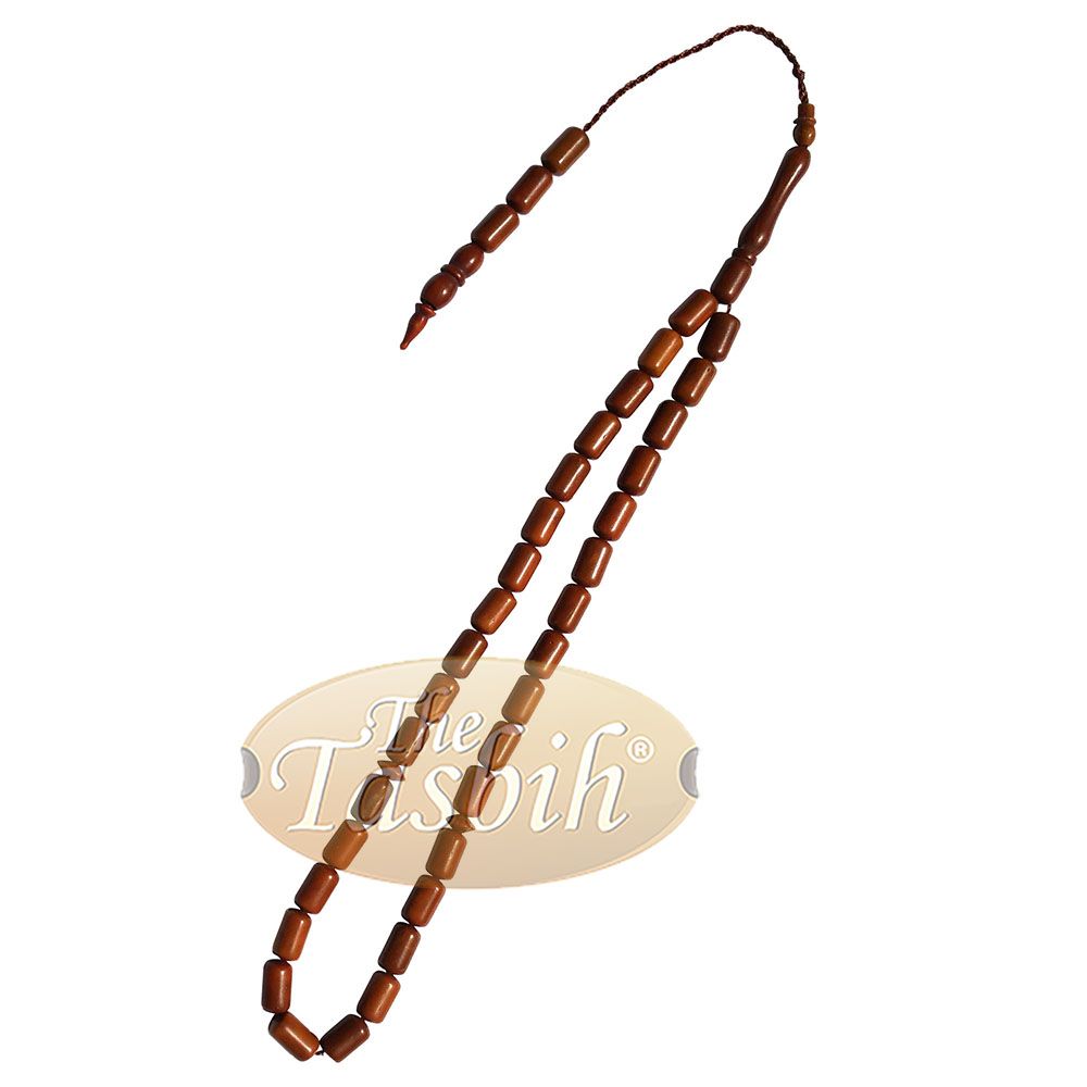Long Barrel Shape Dark Brown 33-Bead Kuka 6×10 mm Turkish Style Koka Tasbih Zikir Tasbih Prayer Beads