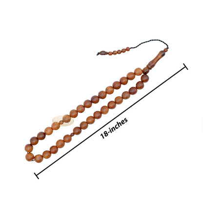 Genuine Kuka Tasbih Natural Brown Color Large 12 mm 33 Beads – Handcrafted Turkish Seed Prayer Beads Gif Boxed