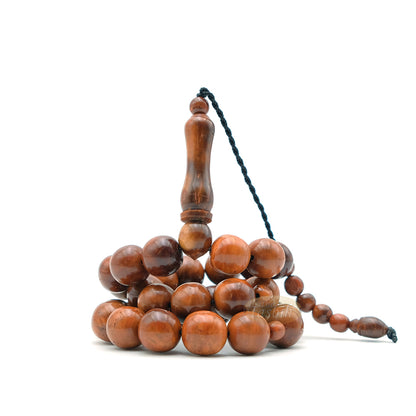Genuine Kuka Tasbih Natural Brown Color Large 12 mm 33 Beads - Handcrafted Turkish Seed Prayer Beads Gif Boxed