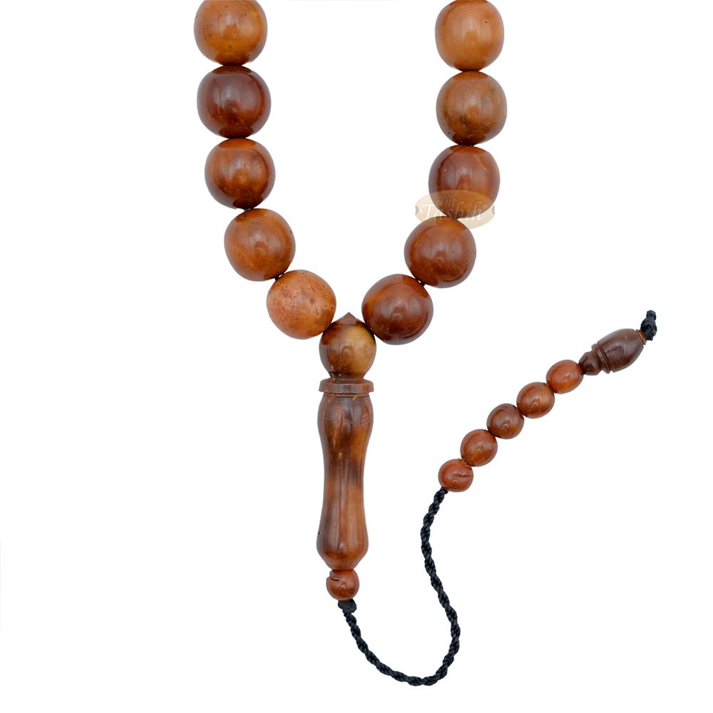 Genuine Kuka Tasbih Natural Brown Color Large 12 mm 33 Beads – Handcrafted Turkish Seed Prayer Beads Gif Boxed