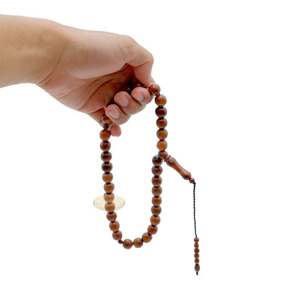 Genuine Kuka Tasbih Natural Brown Color Large 12 mm 33 Beads – Handcrafted Turkish Seed Prayer Beads Gif Boxed