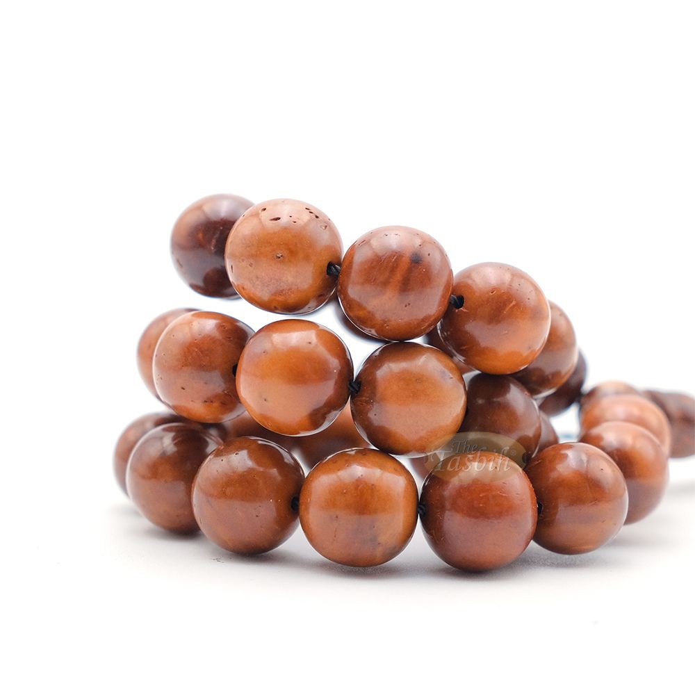 Genuine Kuka Tasbih Natural Brown Color Large 12 mm 33 Beads – Handcrafted Turkish Seed Prayer Beads Gif Boxed