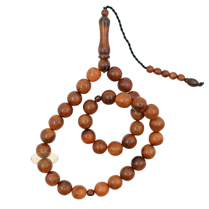 Genuine Kuka Tasbih Natural Brown Color Large 12 mm 33 Beads - Handcrafted Turkish Seed Prayer Beads Gif Boxed