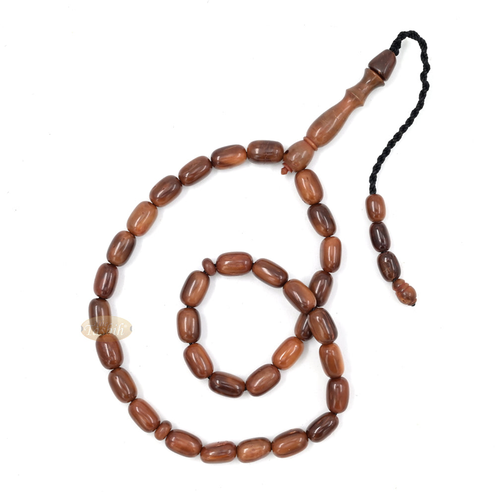 Genuine Kuka Tasbih 6×9 mm Date-Shaped – Muslim Misbaha Natural Color with 33 Beads