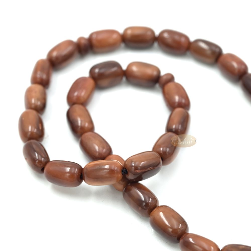 Genuine Kuka Tasbih 6×9 mm Date-Shaped – Muslim Misbaha Natural Color with 33 Beads