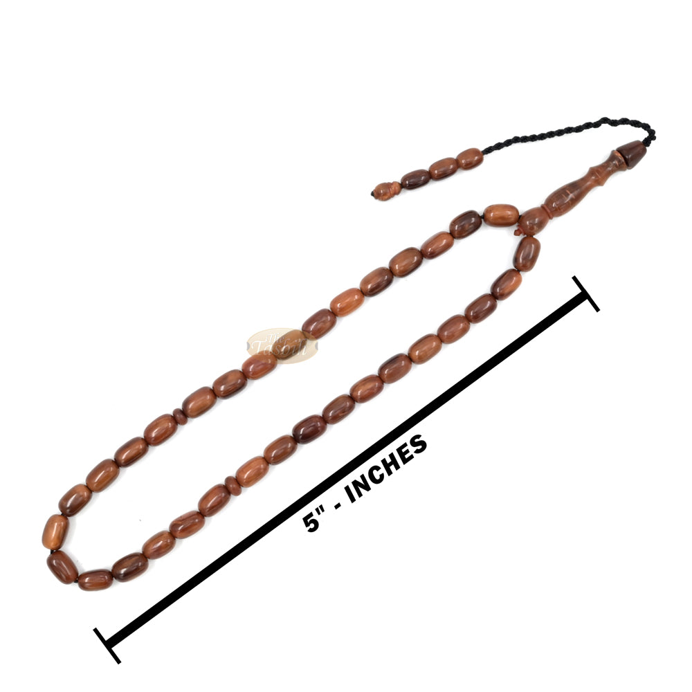Genuine Kuka Tasbih 6×9 mm Date-Shaped – Muslim Misbaha Natural Color with 33 Beads