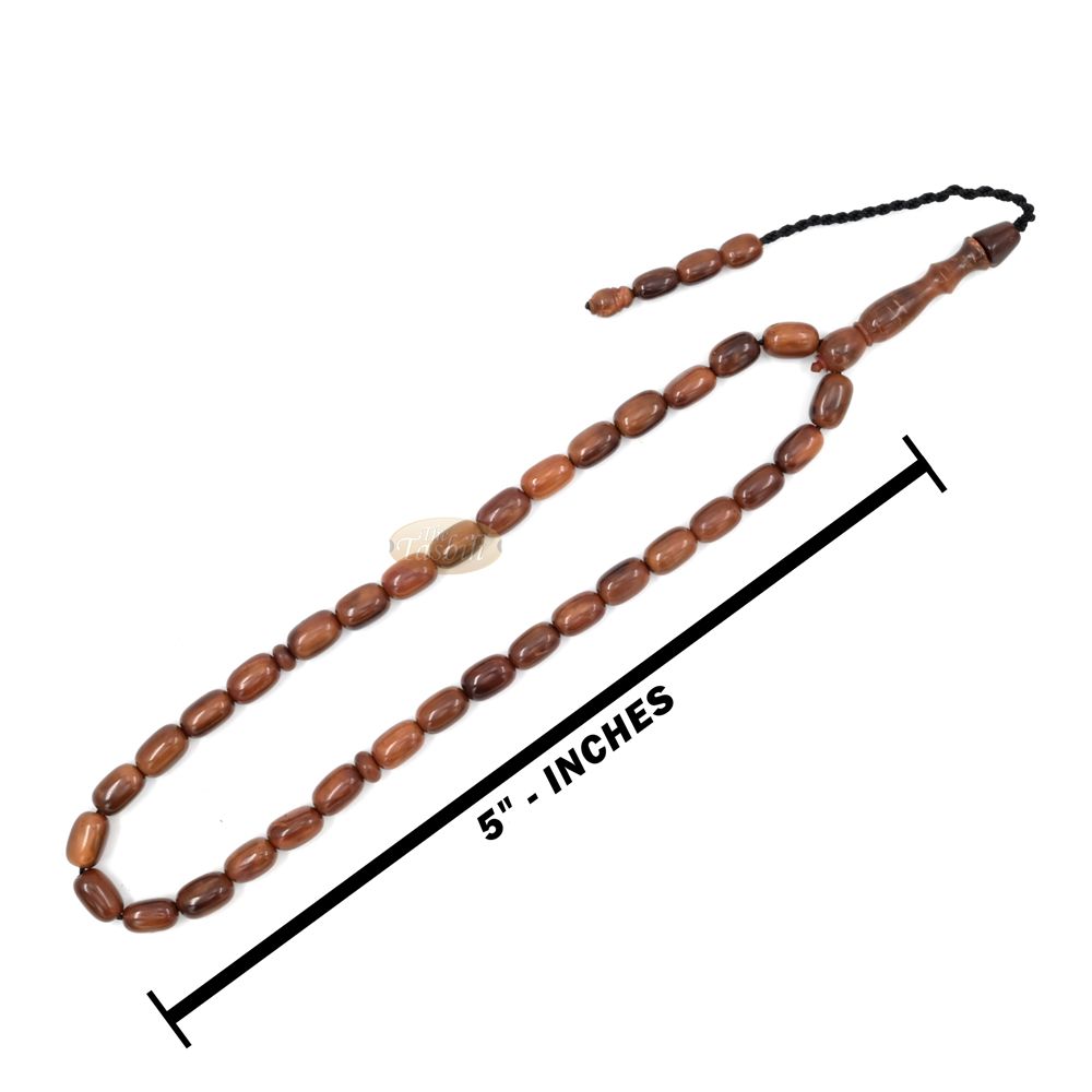 Genuine Kuka Tasbih 6×9 mm Date-Shaped – Muslim Misbaha Natural Color with 33 Beads