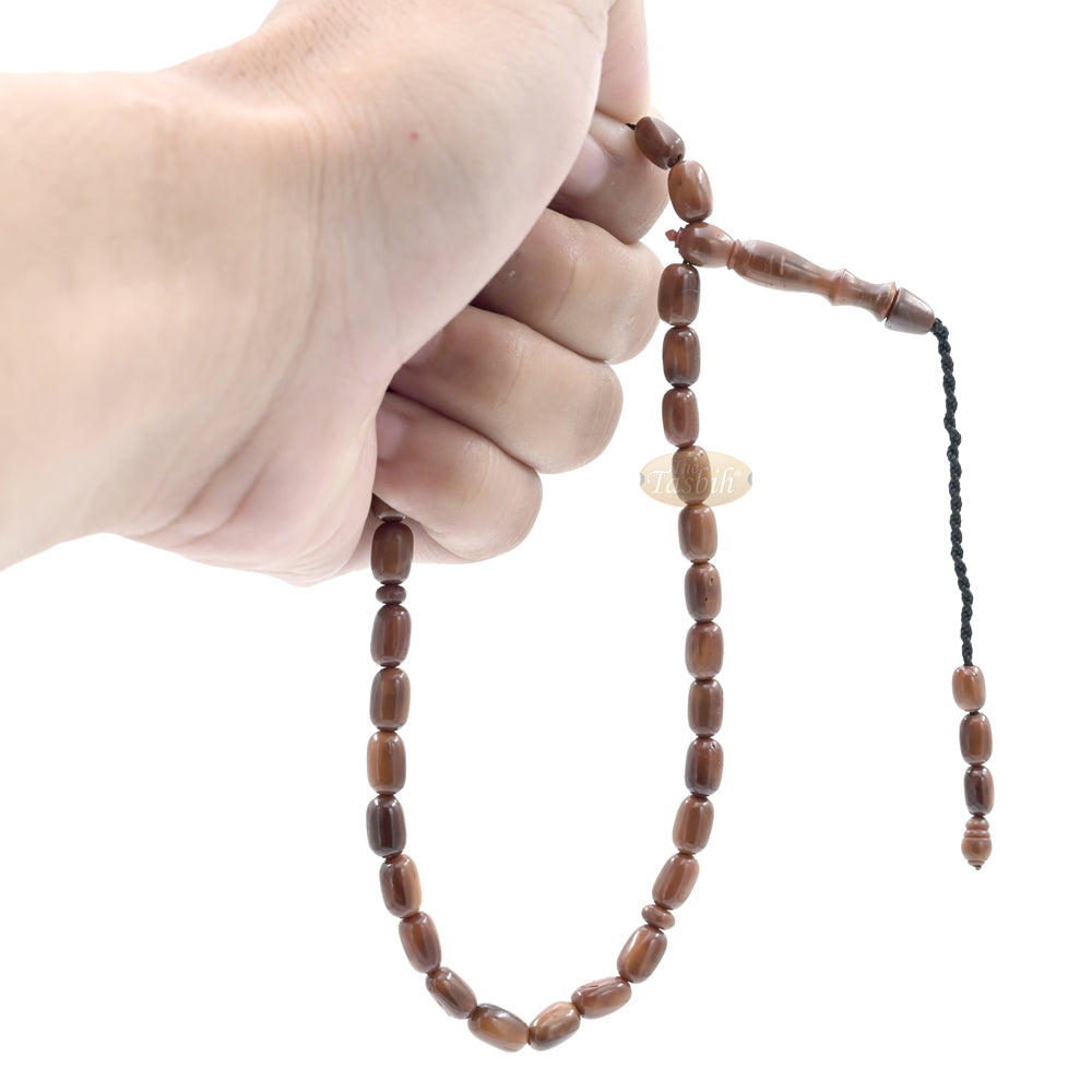 Genuine Kuka Tasbih 6×9 mm Date-Shaped – Muslim Misbaha Natural Color with 33 Beads