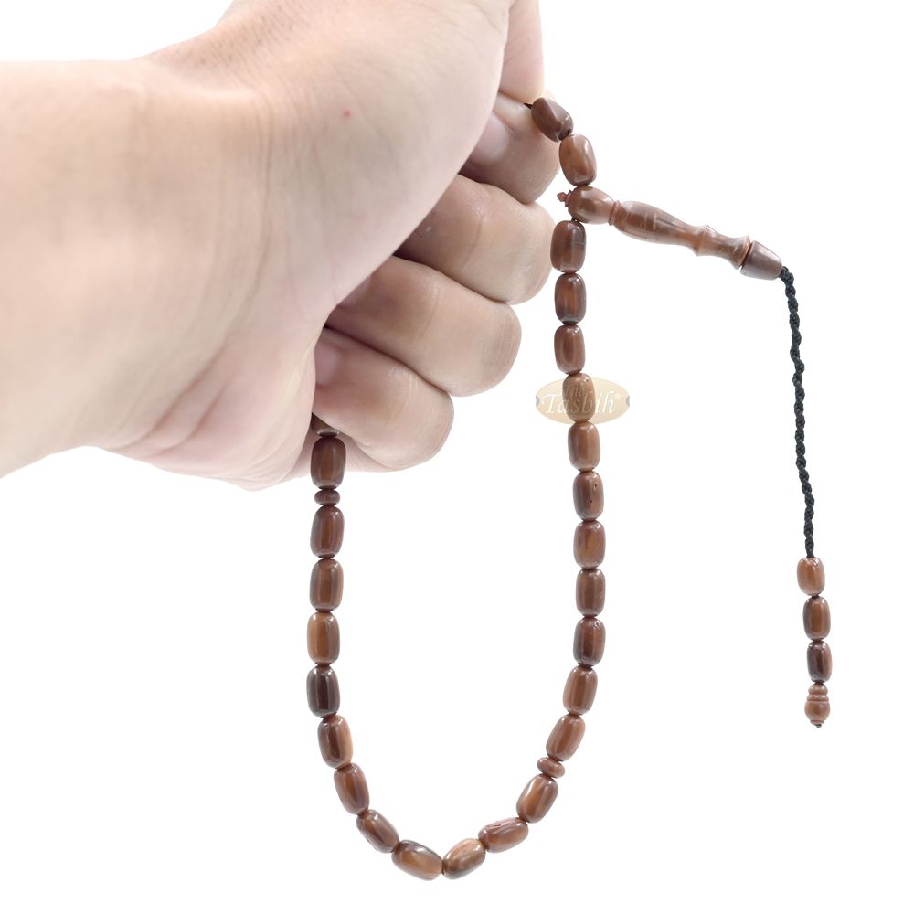 Genuine Kuka Tasbih 6×9 mm Date-Shaped – Muslim Misbaha Natural Color with 33 Beads