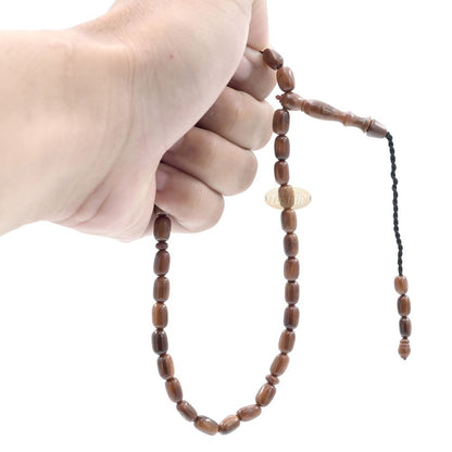 Genuine Kuka Tasbih 6×9 mm Date-Shaped – Muslim Misbaha Natural Color with 33 Beads
