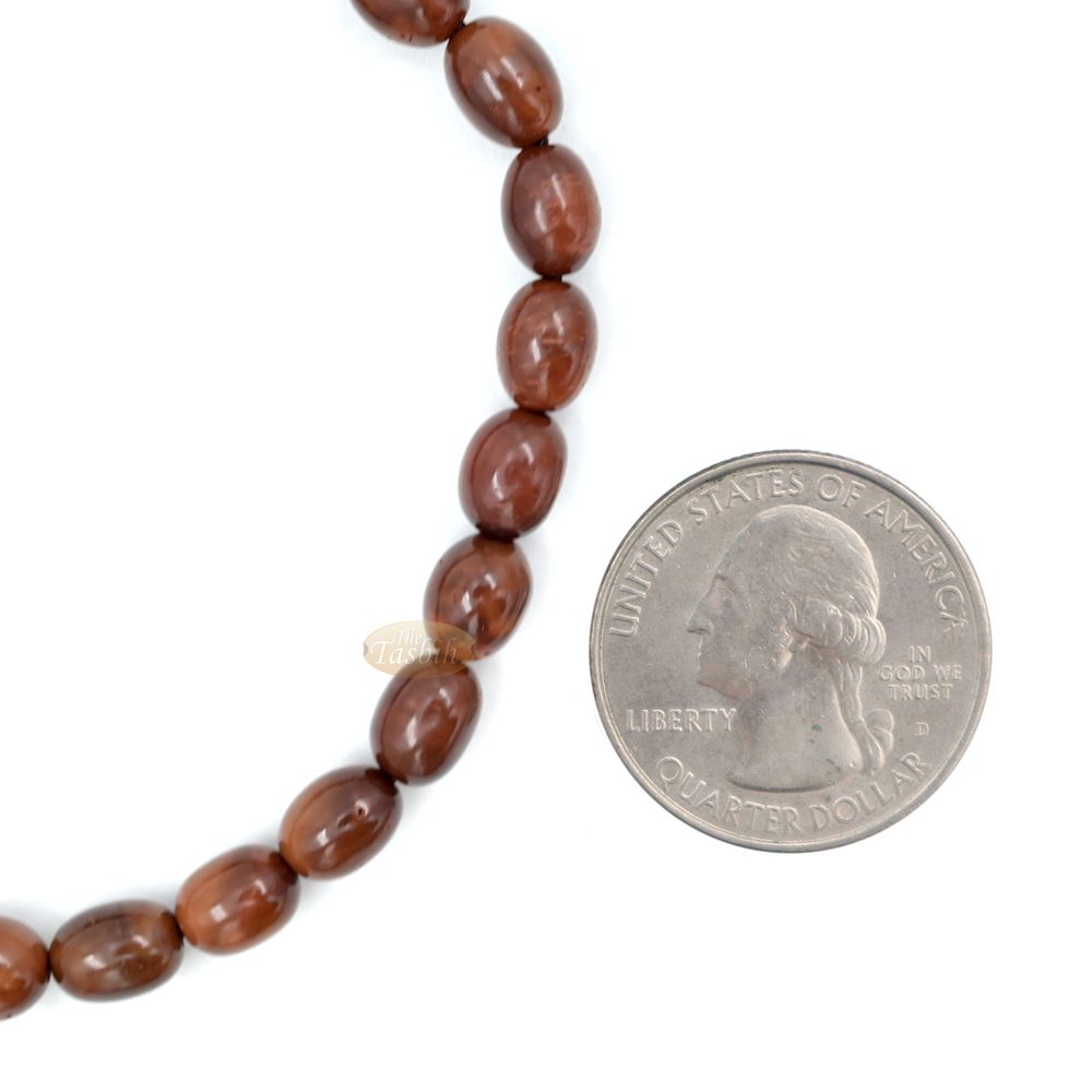 Genuine Kuka Tasbih 6×9 mm Date-Shaped – Muslim Misbaha Natural Color with 33 Beads