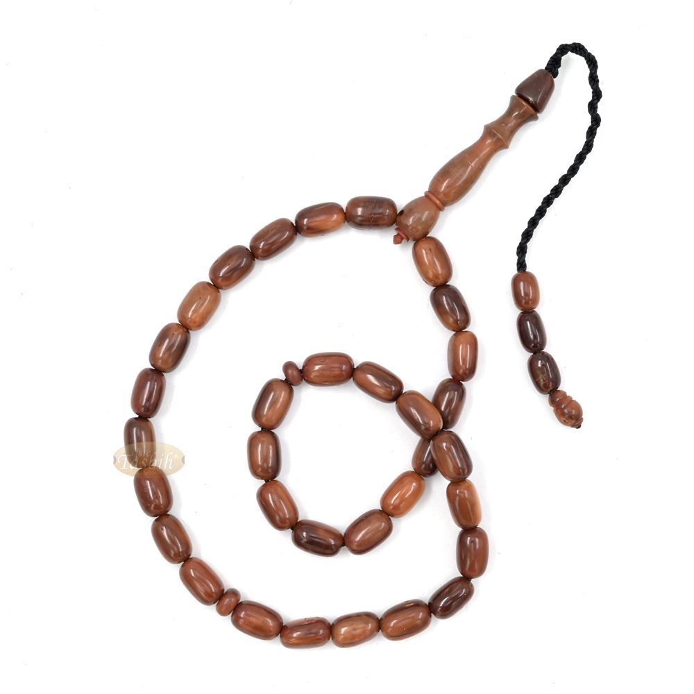 Genuine Kuka Tasbih 6×9 mm Date-Shaped – Muslim Misbaha Natural Color with 33 Beads