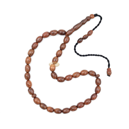 Genuine Kuka Tasbih 6×8 mm Date-Shaped – Muslim Misbaha Natural Color with 33 Beads