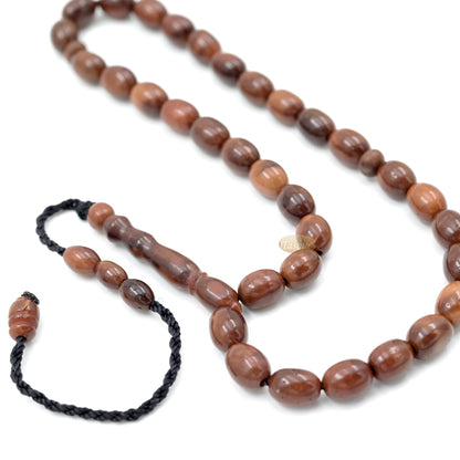 Genuine Kuka Tasbih 6×8 mm Date-Shaped – Muslim Misbaha Natural Color with 33 Beads