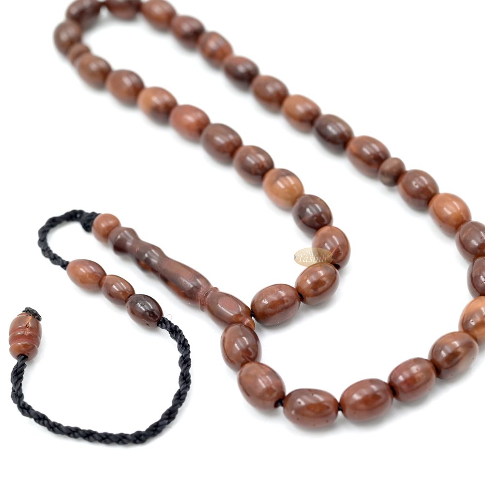 Genuine Kuka Tasbih 6×8 mm Date-Shaped – Muslim Misbaha Natural Color with 33 Beads