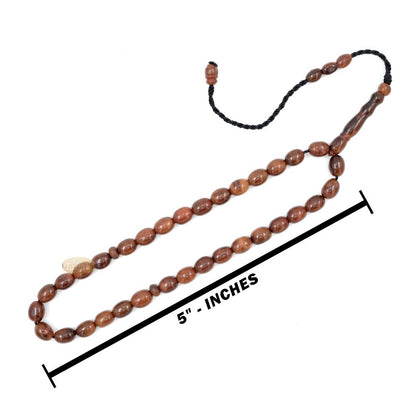 Genuine Kuka Tasbih 6×8 mm Date-Shaped – Muslim Misbaha Natural Color with 33 Beads