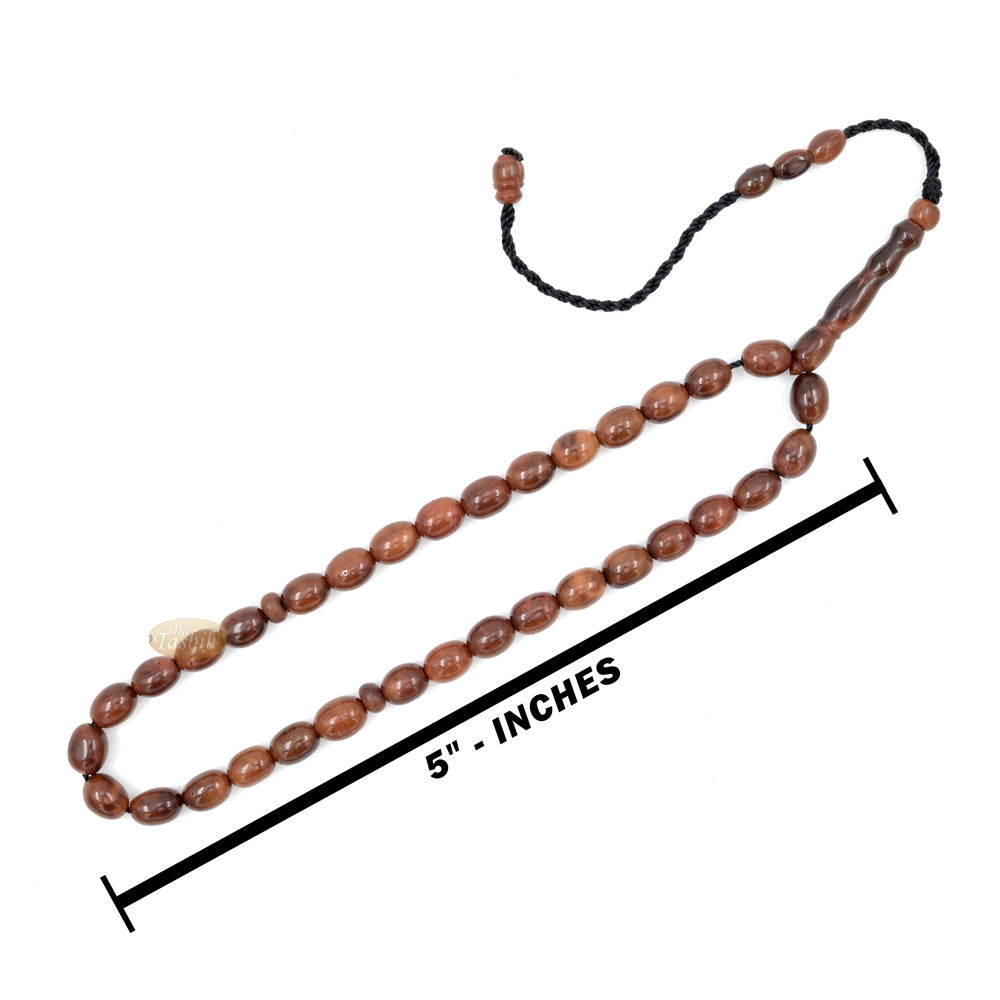 Genuine Kuka Tasbih 6×8 mm Date-Shaped – Muslim Misbaha Natural Color with 33 Beads