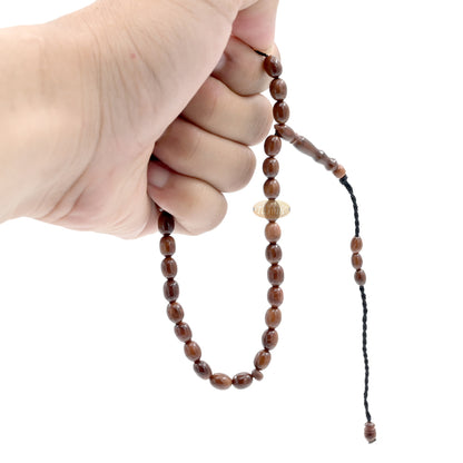 Genuine Kuka Tasbih 6×8 mm Date-Shaped – Muslim Misbaha Natural Color with 33 Beads