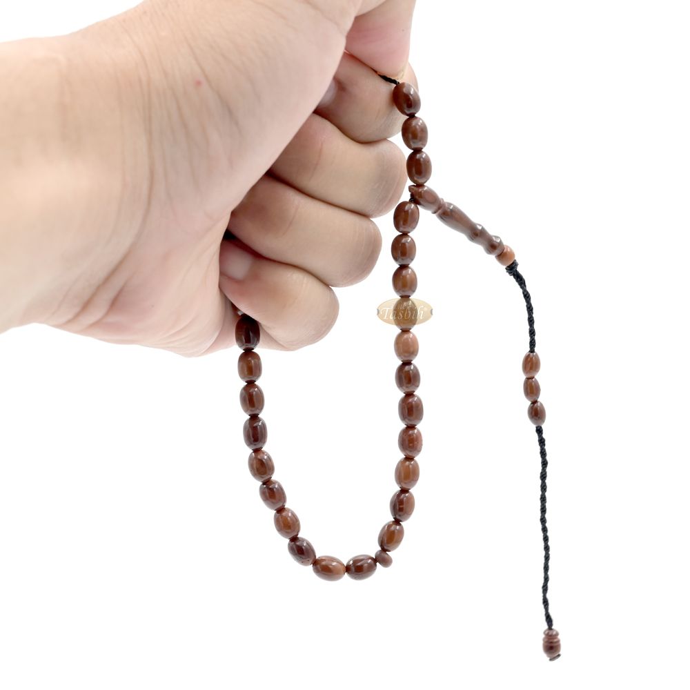 Genuine Kuka Tasbih 6×8 mm Date-Shaped – Muslim Misbaha Natural Color with 33 Beads